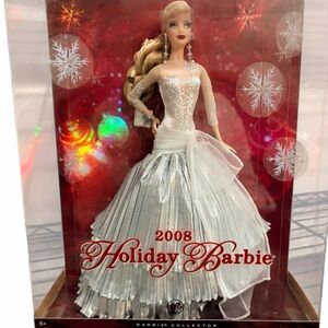 Barbie Silver and White Holiday Collector Doll - Barbie Brand